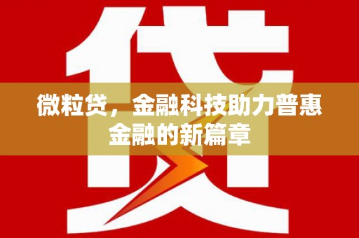 海原微粒贷，金融科技助力普惠金融的新篇章