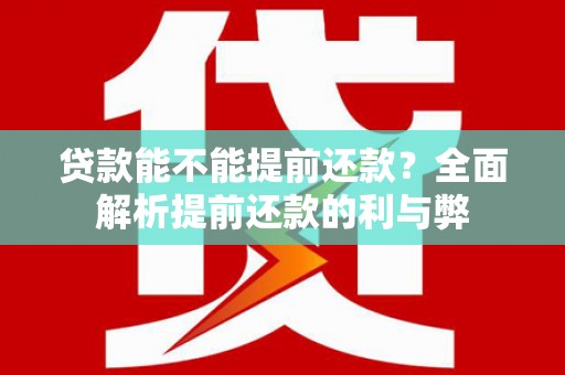 海原贷款能不能提前还款？全面解析提前还款的利与弊