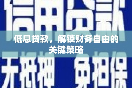 海原低息贷款，解锁财务自由的关键策略