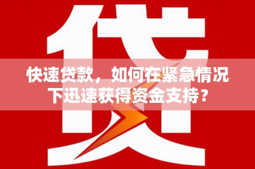 海原快速贷款，如何在紧急情况下迅速获得资金支持？