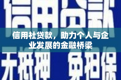 海原信用社贷款，助力个人与企业发展的金融桥梁
