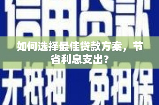 海原如何选择最佳贷款方案，节省利息支出？