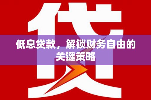 海原低息贷款，解锁财务自由的关键策略