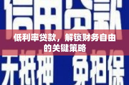 海原低利率贷款，解锁财务自由的关键策略
