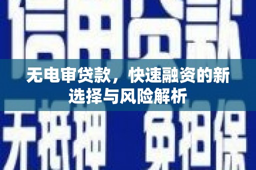 海原无电审贷款，快速融资的新选择与风险解析