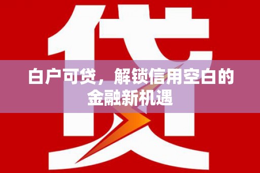 海原白户可贷，解锁信用空白的金融新机遇