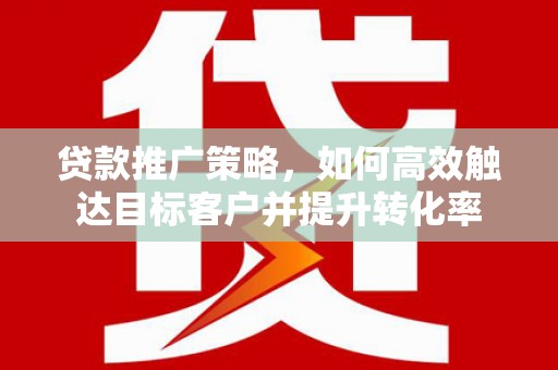 海原贷款推广策略，如何高效触达目标客户并提升转化率