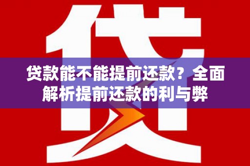 海原贷款能不能提前还款？全面解析提前还款的利与弊