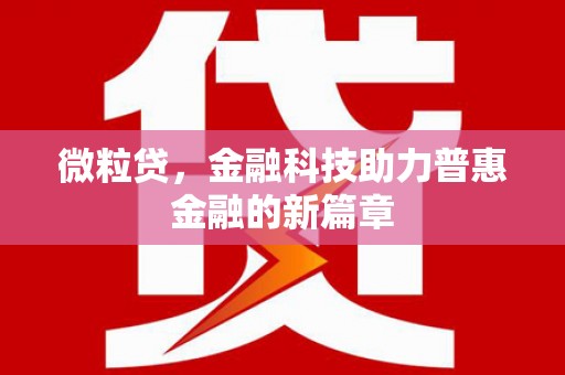 海原微粒贷，金融科技助力普惠金融的新篇章