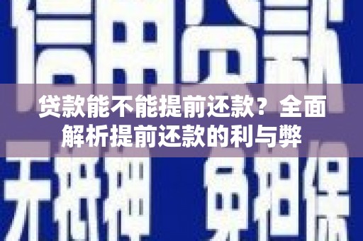 海原贷款能不能提前还款？全面解析提前还款的利与弊