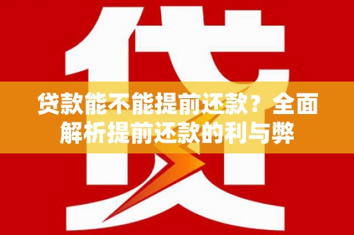 海原贷款能不能提前还款？全面解析提前还款的利与弊
