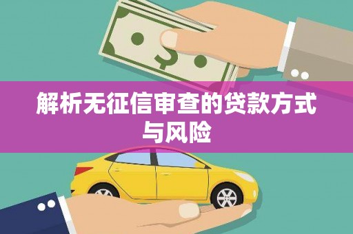海原解析无征信审查的贷款方式与风险