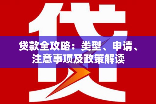 海原贷款全攻略：类型、申请、注意事项及政策解读